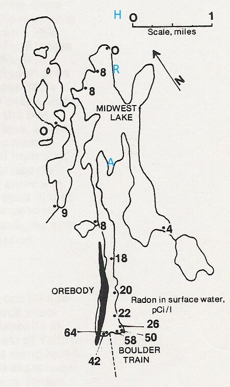 radon anomaly over Midwest Lake uranium deposit